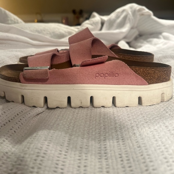 Pink Suede Birkenstocks Double-Buckle Slide Sandals - Picture 3 of 5